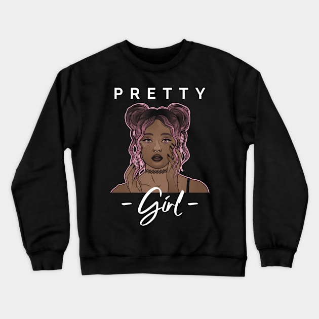 Pretty girl, totes, phone cases, laptop covers, masks, stickers ,pins, Crewneck Sweatshirt by BostonBulldog